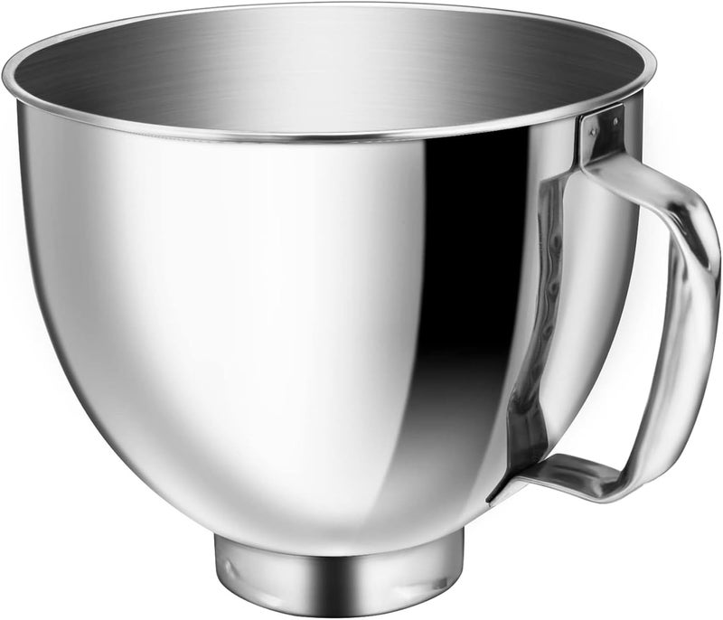 CHUDODO 5QT Food Grade Stainless Steel Mixer Bowl, Compatible with KitchenAid Series 4.5-5QT Tilt-Head Mixers, Suitable for K45SS, KSM75, KSM90, KSM100, KSM150, Dishwasher Safe, Heavy Duty, No Residue - Image 1